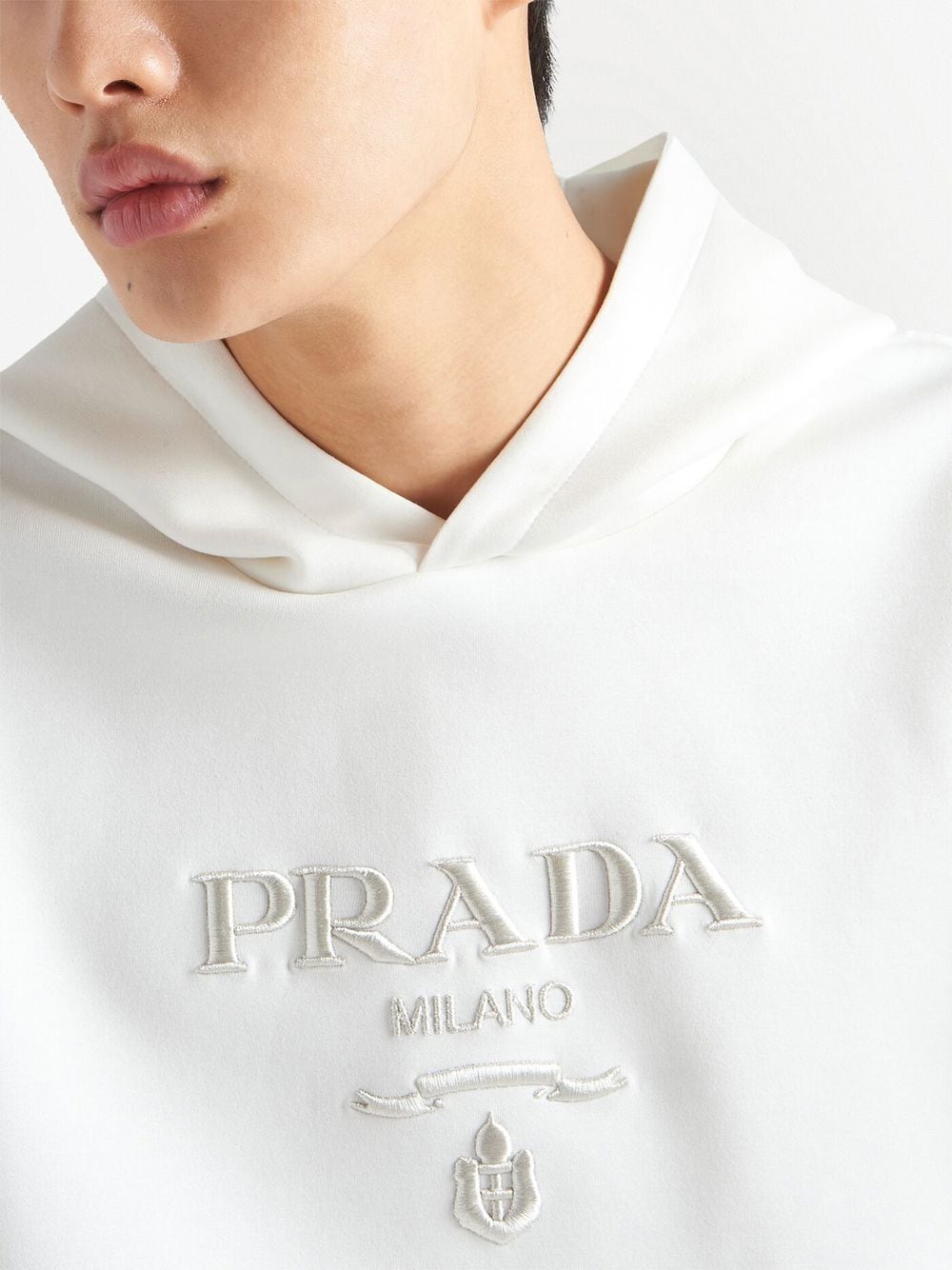 FELPA PRADA logo Ricamato white