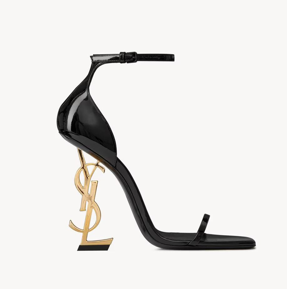 TACCHI SAINT LAURENT OPYUM in vernice con tacco dorato