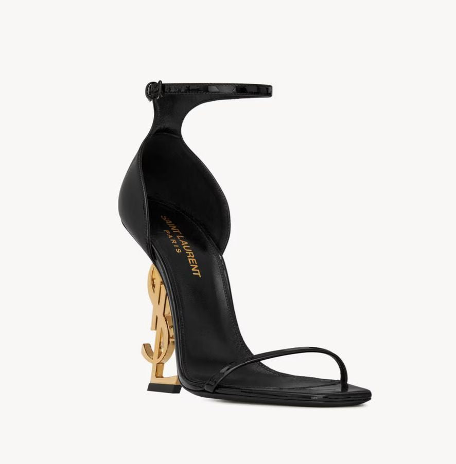 TACCHI SAINT LAURENT OPYUM in vernice con tacco dorato