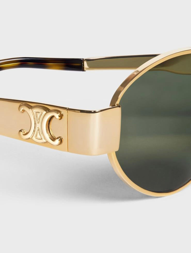 Occhiale celine da sole triomphe metal 01 in metallo oro/verde