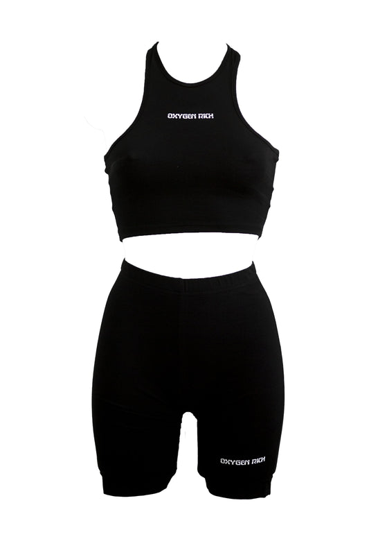 OXYGEN RICH  Top AND shorts cropped in cotone stretch donna